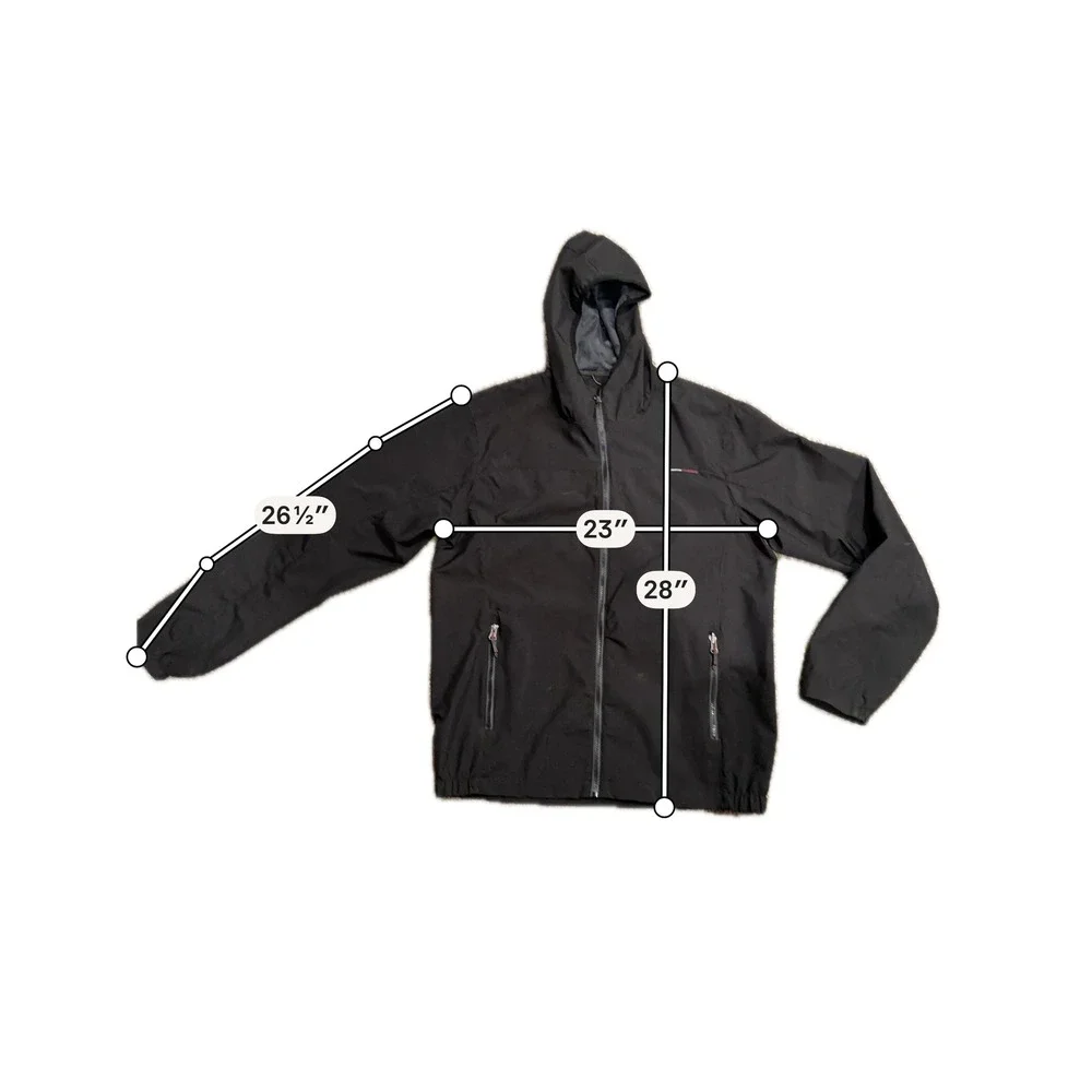 Hawke & Co Sport Hooded Windbreaker Jacket Mens M Black Full Zip Mesh Lined